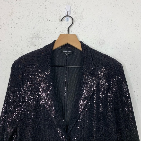 Giorgio’s Armani Sequin Metallic Black Oversize Blazer Jacket Size 44 - Picture 12 of 15